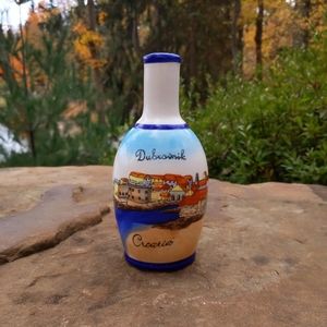 Vintage Dubrovnik Croatia Painted Landscape Porcelain Glazed Souvenir Vase